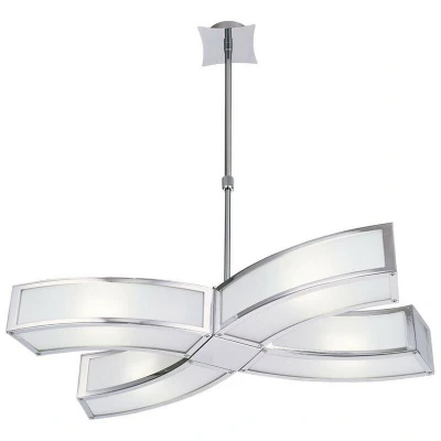 Image of Duna E27 Ceiling Pendant 4 Light E27, Polished Chrome, White Acrylic