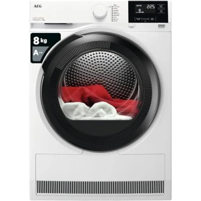 Image of AEG 7000 SensiDry Freestanding Tumble Dryer TR718L4B, 8 kg, Heat Pump Technology, Gentle Drying, PreciseWash Adjust Time &amp; Energy Usage Based On Load Size, White [Energy Class A++]
