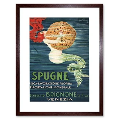 Image of Wee Blue Coo Sponge Mermaid Venice Brignone Brothers Artwork Framed Wall Art Print 12X16 Inch
