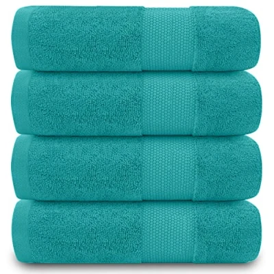 Image of GC GAVENO CAVAILIA Hand Towels For Bathroom 700 GSM Set of 4 Egyptian Cotton Hotel Quality Machine Washable Teal 50X85
