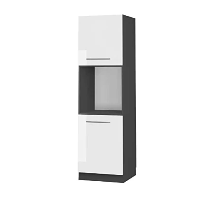Image of Vicco Oven housing cabinet Fame Line, White High Gloss/Anthracite, 60 cm open
