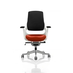 Image of Zure White Shell Black Fabric Back Bespoke Colour Seat Tabasco Orange