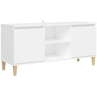 Image of vidaXL TV Cabinet with Solid Wood Legs White 103.5x35x50 cm