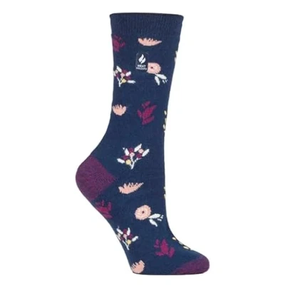 Image of HEAT HOLDERS 1 Pair Ladies ULTRA LITE Patterned Socks TOG 1.0 (UK, Numeric, 4, 8, Regular, Sidari Indigo)