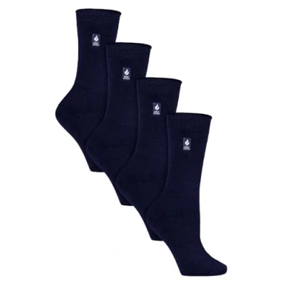 Image of HEAT HOLDERS Ultra Lite 4 Pair Multipack Ladies Thermal Socks Thin Warm for Dress in Winter (4 8, Navy)