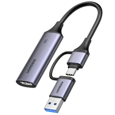 Image of UGREEN Video Capture Card HDMI to USB C Streaming Device 2K@30Hz 1080P@60fps Game Record 4K Input Compatible with Quest 3/3s PS5 PS4 Xbox Series X Switch 2 TV Stick iPad DSLR Camera MacBook Laptop PC