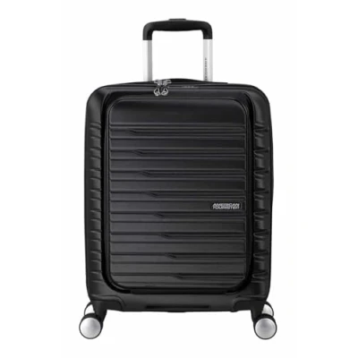 Image of American Tourister Flashline Spinner S, Hand Luggage with Front Loader, 55 cm, 34 L, Shadow Black, Black (Shadow Black), Carry on