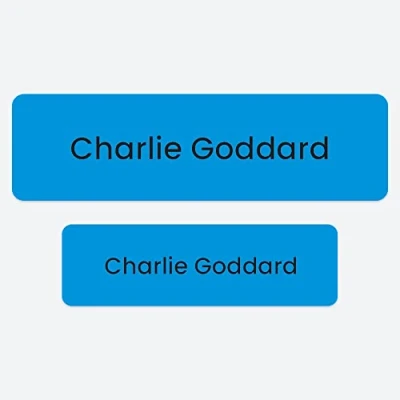 Image of 50 x No Iron Personalised Stick On Waterproof Washable Name Labels Great for Clothes, School Uniform, Equipment, Shoes. School, Nursery, Day Care, Hospital Blue