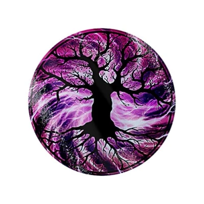 Image of Grindstore Tree Of Life Circular Purple Glass Chopping Board 31x31cm