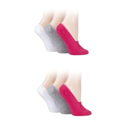 Image of SockShop Ladies Bamboo Shoe Liner Soft, Breathable, Cooling Plain Fine High Cut Low Short for Trainers 6 Pair Multipack Size 4 8 White Grey Melon