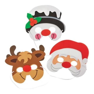 Image of Baker Ross FN356 Christmas Foam Masks Pack of 6, Fancy Dress for Kids