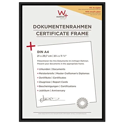 Image of walther Design Picture Frame Black 21 x 29,7 cm (DIN A4) with Art Glass 3 Pack, New Lifestyle Plastic KVX130B3