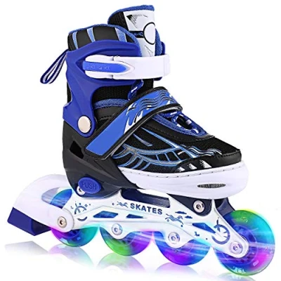 Image of Hikole Inline Skates, Adjustable Roller Skates with All Light Up Wheels 2 Colors and 3 Sizes Blades for Kids Boys Girls Men Women