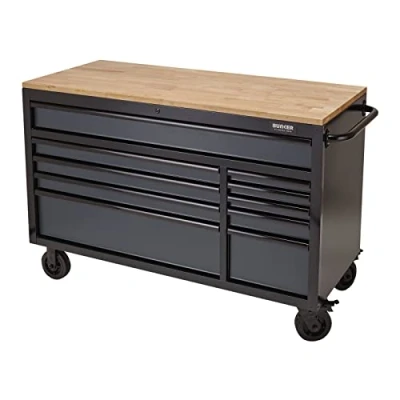 Image of Bunker Workbench Roller Tool Cabinet, 10 Drawer, 56&quot;, Grey