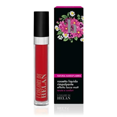 Image of Helan I Colori Plumping Liquid Lipstick for Your Makeup, Long Lasting with Matte Finish Burgundy Red Lipstick, Lip Lacquer Natural Ingredients, Gifts Women Made in Italy, 4 ml