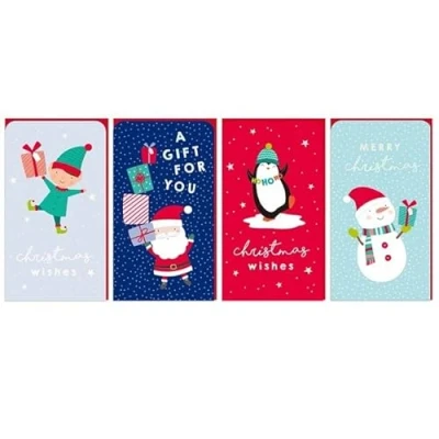 Image of The Home Fusion Company Set of 4 Cute Xmas Christmas Money Wallets Gift Voucher Card &amp; Envelope Present