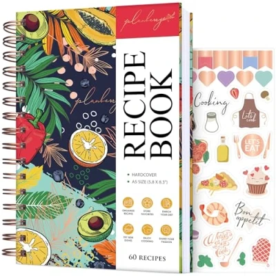 Image of PLANBERRY Recipe Book Blank Hardcover Cookbook to Write in Your Own Recipes Empty Cook Journal Fill Family Notebook 60 Recipes, 14x21cm (Summer Smoothie)