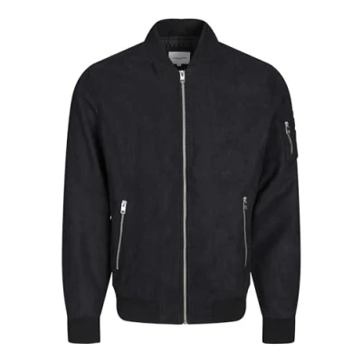 Image of JACK &amp; JONES Mens Faux Suede Bomber Jacket Jet Black L