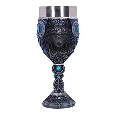 Image of Nemesis Now Wolf Moon Goblet, Blue, 19.5cm