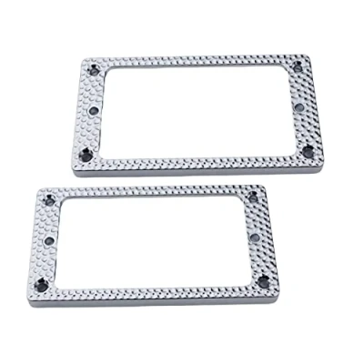 Image of Guyker Metal Flat Humbucker Cover, Pickup Mounting Ring Set Bridge Neck Pickups Frame Replacement Part for Electric Guitar or Precision Bass(2PCS, PR004 Chrome)
