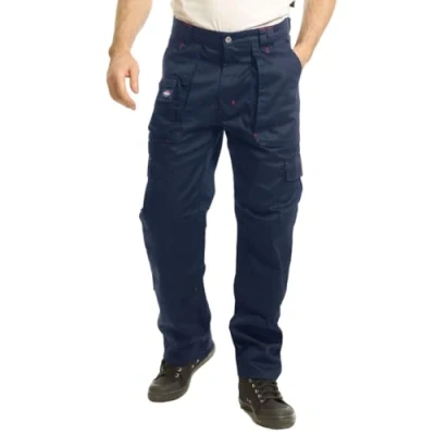 Image of Lee Cooper LCPNT206 Workwear Mens Multi Pocket Easy Care Heavy Duty Knee Pad Pockets Safety Work Cargo Trousers Pants, Navy, 32W/31L