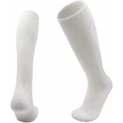 Image of Unisex Football Rugby Grip Soccer Socks High Knee Cushion with Athletic Non Slip Sports Trainer Multi Long (3 6White)