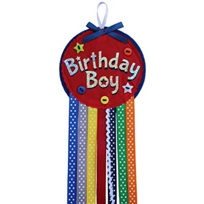 Image of Ditsy Rosettes Birthday Boy Rosette Badge Any Age Perfect Party Gift card