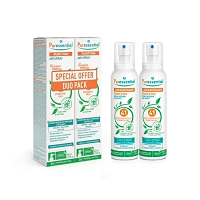 Image of Puressentiel DUO Pack Purifying Air Spray 200 ml 100% Natural Room Purifier Freshener Odour Eliminator Organic Essential Oils For Your Home, Car &amp; Office Lasts Over 6 Months