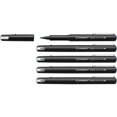 Image of STABILO dr!ver Premium Felt Tip Pen Medium Pack of 5 Blue