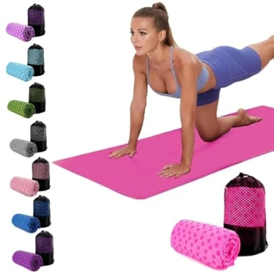 Image of Oaygat Yoga Mat Towel Sweat Absorbent Blanket 24&quot; x72&quot; Quick drying Hot Cloth Non slip with Mesh Carrying Bag for Bikram, Pilates, Gym Workout