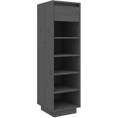 Image of vidaXL Shoe Cabinet Grey 30x34x105 cm Solid Wood Pine