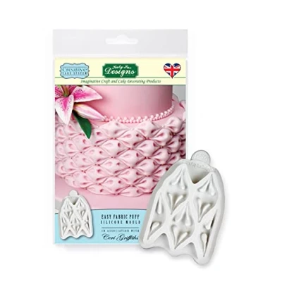 Image of Easy Fabric Puff Silicone Mould, Ceri Griffiths Creative Cake System for Decorating, Crafts, Cupcakes, Sugarcraft, Cookies, Candies, Cards and Clay, Food Safe Approved, Made in The UK