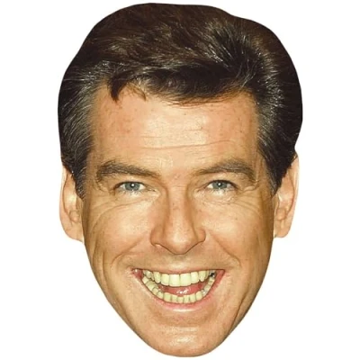 Image of Pierce Brosnan (Laugh) Celebrity Mask, Flat Card Face, Fancy Dress Mask
