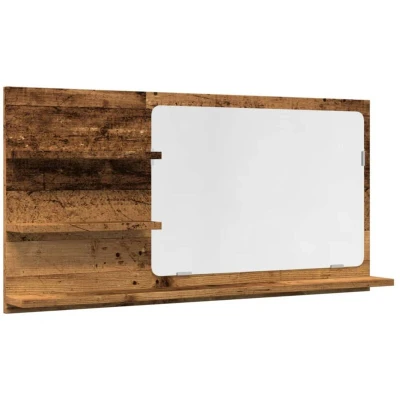 Image of vidaXL bathroom mirror cabinet wall mounted durable engineered wood storage 90x11x45 cm