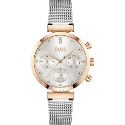 Image of BOSS Analogue Multifunction Quartz Watch for Women with Silver Stainless Steel Mesh Bracelet, 1502551