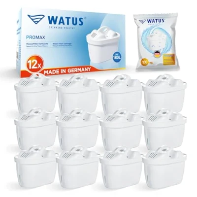 Image of Watus Water Filter Cartridges, for Brita Maxtra+ Plus and Maxtra Pro, Replacement Series Reduces Lead, Chlorine, Heavy Metals limescale in Water. Made Germany (12)