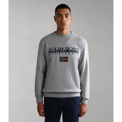 Image of Napapijri Geographic B Ayas C 1 Mens Sweatshirt Grey Cotton Size Medium