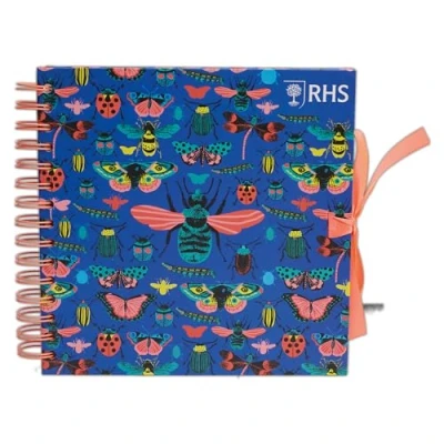 Image of RHS The Royal Horticultural Society Wiro Bound Hardback Scrapbook, 40 Pages, White Paper, I Bug You, 8&quot; x 8&quot;, Multicoloured, With Coordinating Ribbon Closure And Wire Colours