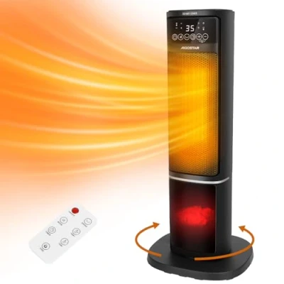 Image of Aigostar Electric Fan Heater with Fireplace, Adjustable Thermostat, 5 Modes, 2000W Ceramic PTC Space 24H Timer, Overheat &amp; Tip Over Protection, Energy Saving ECO Mode, Oscillation Ayden