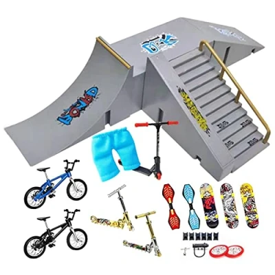 Image of Abonda Finger Skateboards Ramp Accessories Set, Fingerboard Toy Skate Park Kit Ramp, Assembly Skateboard Ultimate Set Ramps for Kids