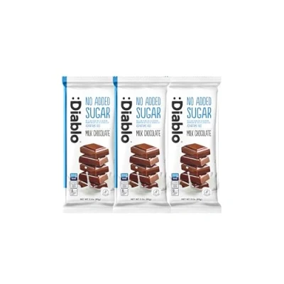 Image of Diablo Milk Chocolate with Sweetener Sweetened by Maltitol No Added Sugar Perfect for Gifting 85g. (Pack Of 3)