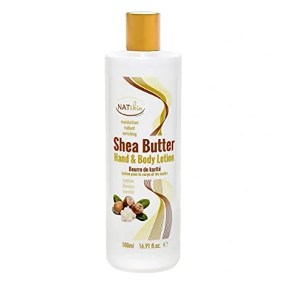 Image of NATSKIN Shea Butter Hand and Body Lotion 500ml, Nourishing Moisturising Replenishing for &amp; Face, Soothes, Softens Boosts Skin&#039;s Moisture Radiance, Hydrating Dry Skin, Cruelty Free