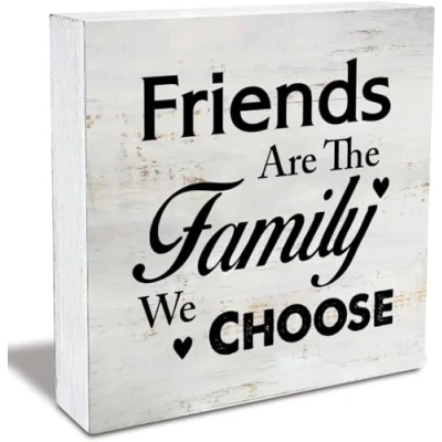 Image of KOPUTE Rustic hip Wood Box Sign are the Family We Choose Wooden Farmhouse Home Desk Shelf Decor Best Gift 7 x Inches