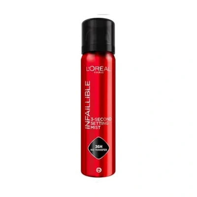 Image of L&#039;Oreal Paris Infallible 3 second Setting Spray, Long Lasting Fixing Spray for Face, lightweight micro mist non sticky, transfer proof, sets makeup up to 36 Hour, 75ml