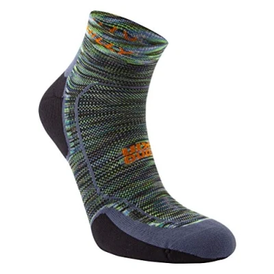 Image of Hilly Unisex Active Quarter Min Cushioning, Running Sock, Burgundy/Fluo Yellow, S UK