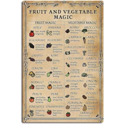Image of Metal Sign Fruit And Vegetable Magic Signs Tin Poster Wall Farm Yard Club Vintage Bar Decor 8x12 Inches