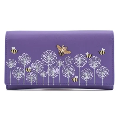 Image of Mala Leather Moonflower Matinee Bee Purse 3553 56 (Purple)