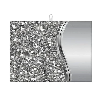 Image of Silver Faux Glitter Glam Bling, Dish Drying Mats, Absorbent Drainer Mat for Kitchen Counter Sink Pad 41X46 cm