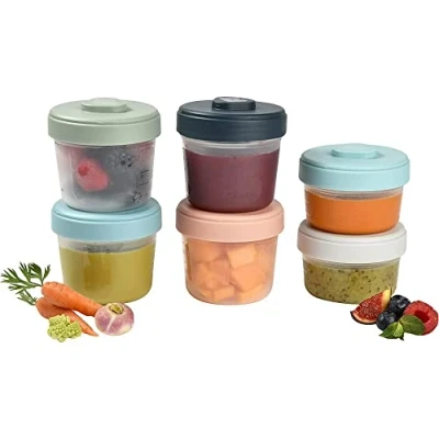 Image of BÉABA, Set of 6 storage Pots, Interlocking, Stackable Baby food container, 100 Percent Airtight, Freezable, Breast Milk, 2 x 90 ml + 4 x150