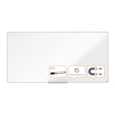 Image of Nobo Magnetic Steel Whiteboard With Pen Tray, 1800 x 900mm, Slim Trim Frame, InvisaMount Mounting System, Impression Pro, 180 90cm, White,1915405